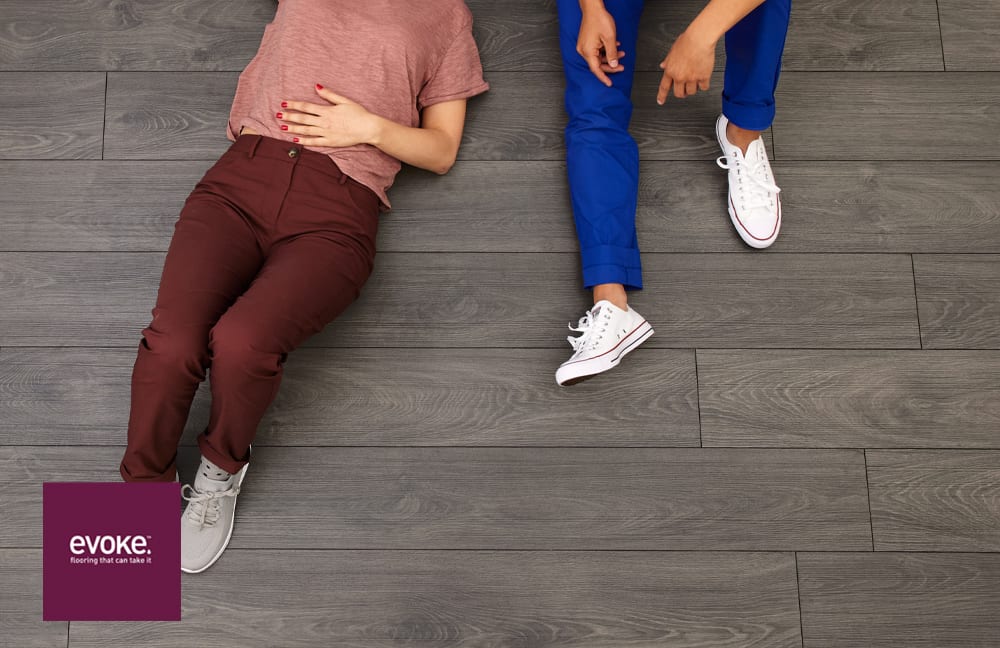 evoke Smooth gray hardwood flooring showcasing modern flooring options by Dallas Watson Flooring.