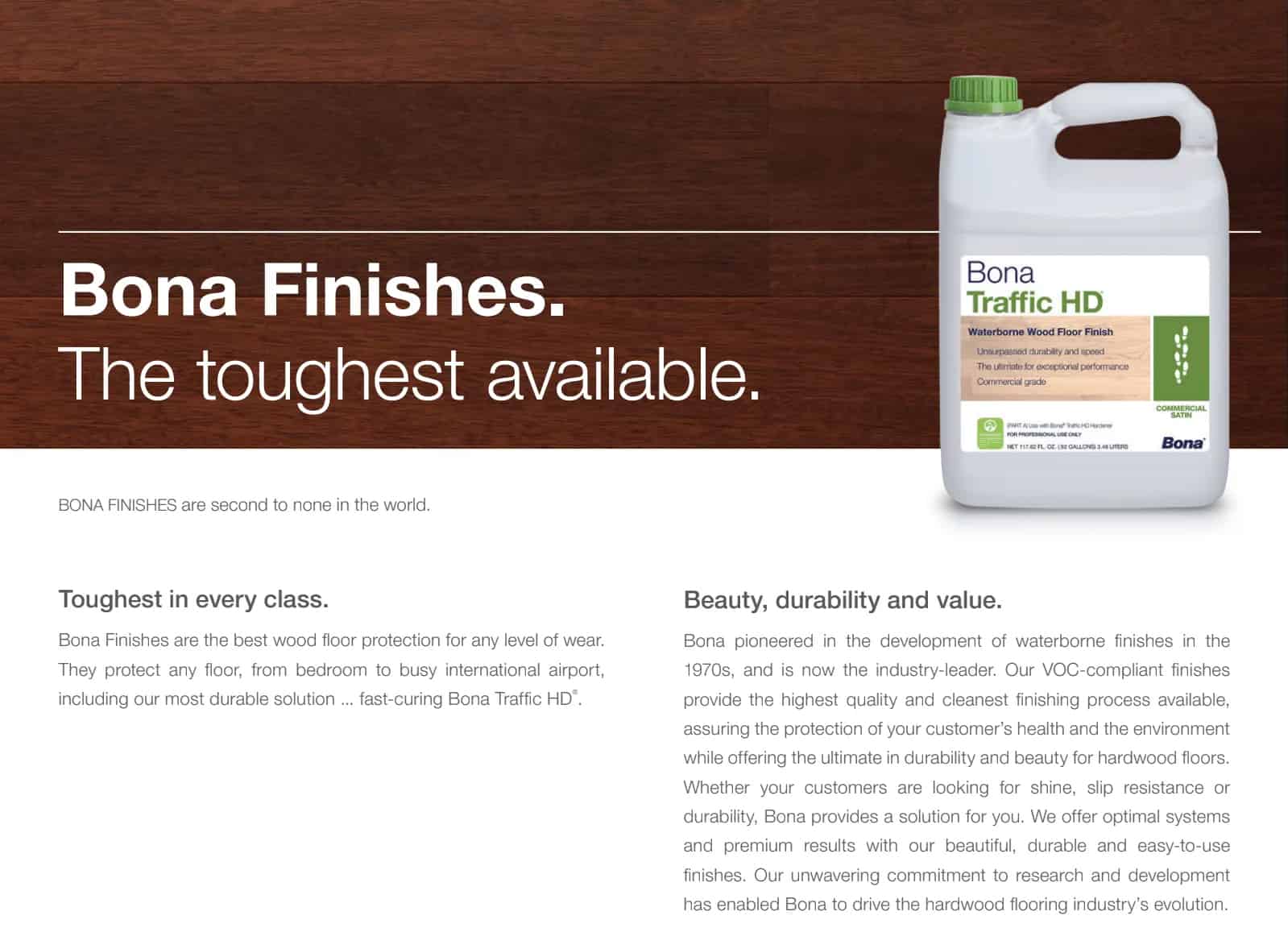 Bona finishes waterborne wood floor finish, hardwood flooring protection, durable hardwood finish.