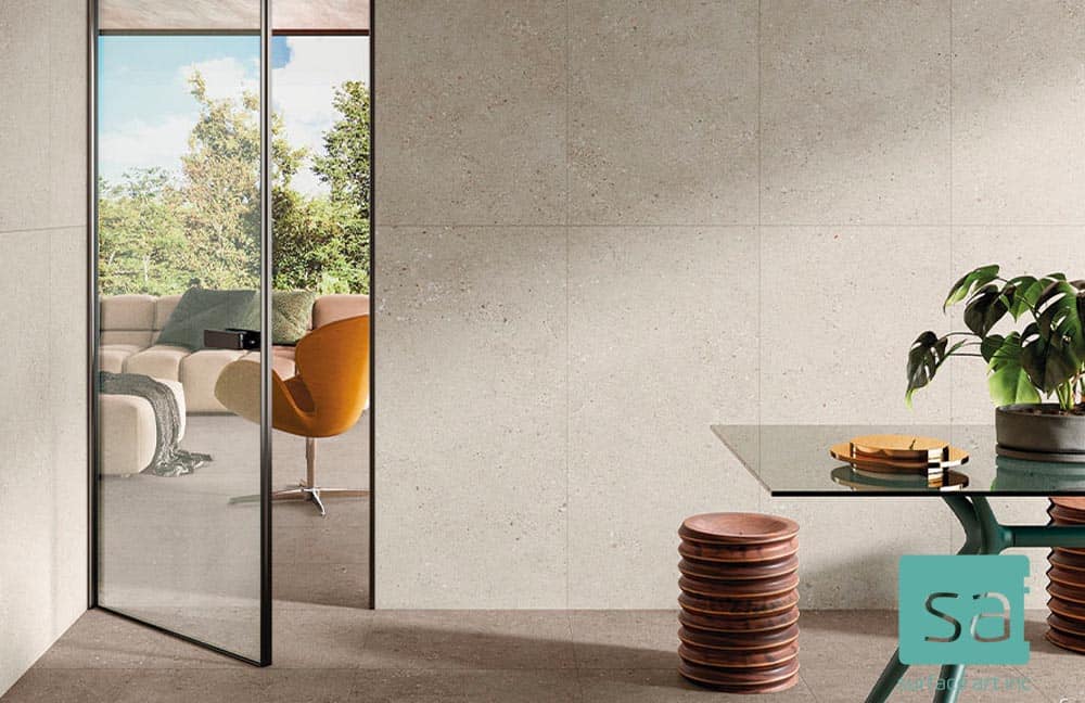 Smooth concrete flooring with modern interior design in Dallas Watson Flooring project.