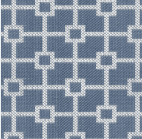 Modern blue and white patterned plush area rug for living room decoration.